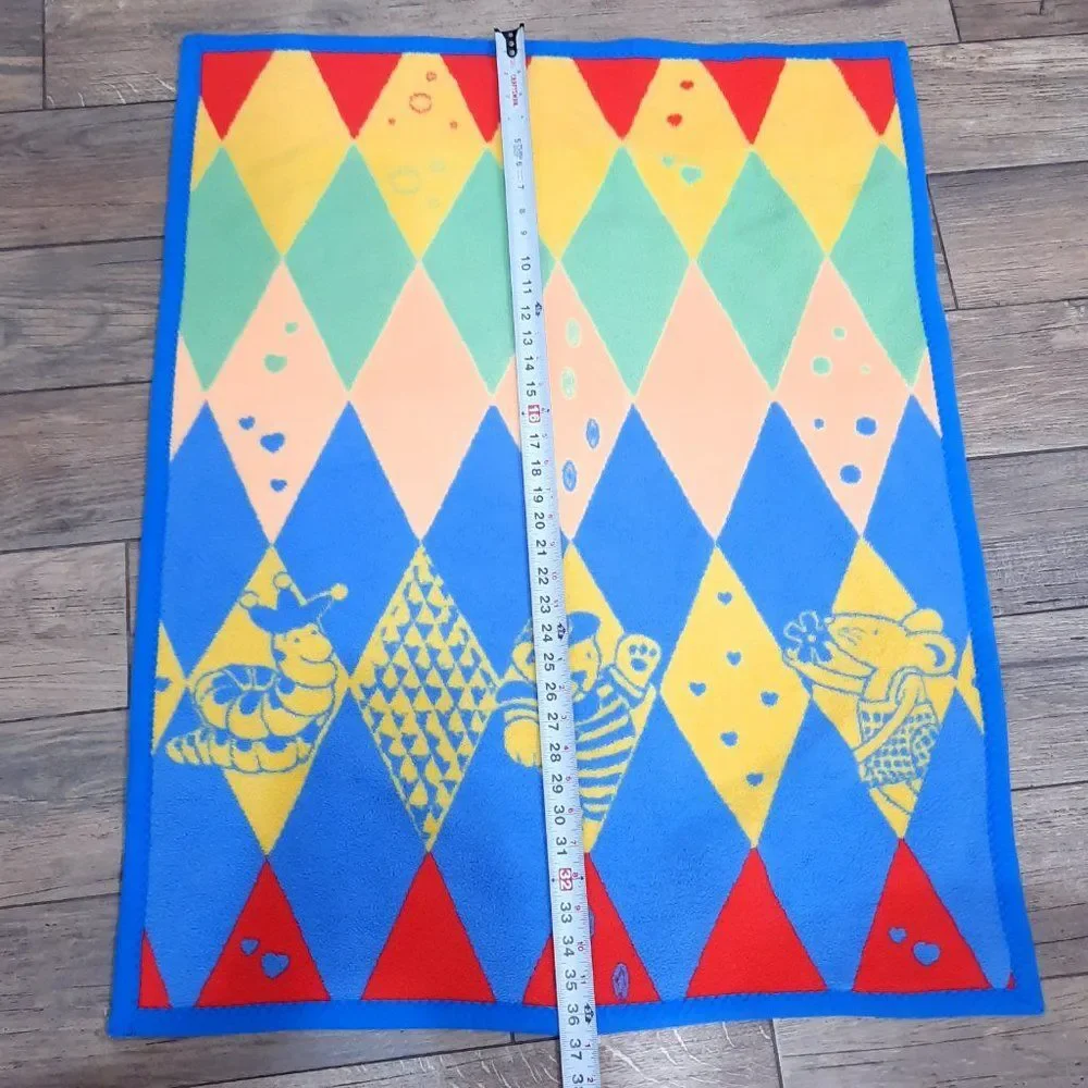 Vintage Kinderdecke Baby's best Blanket primary colors caterpillar bear mouse‎